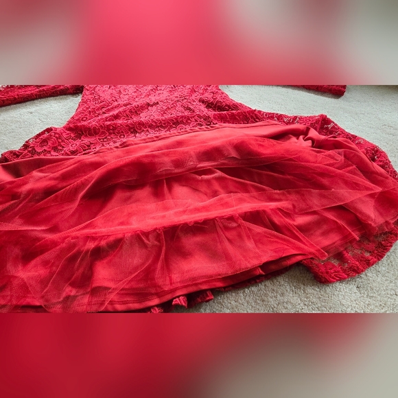 Red lace dress from Torrid in size 1 - Picture 3 of 5